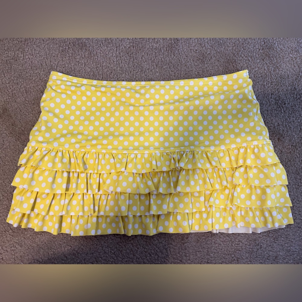 I.F. Yellow and white polka dot swim skirt size Large  NO bottoms included